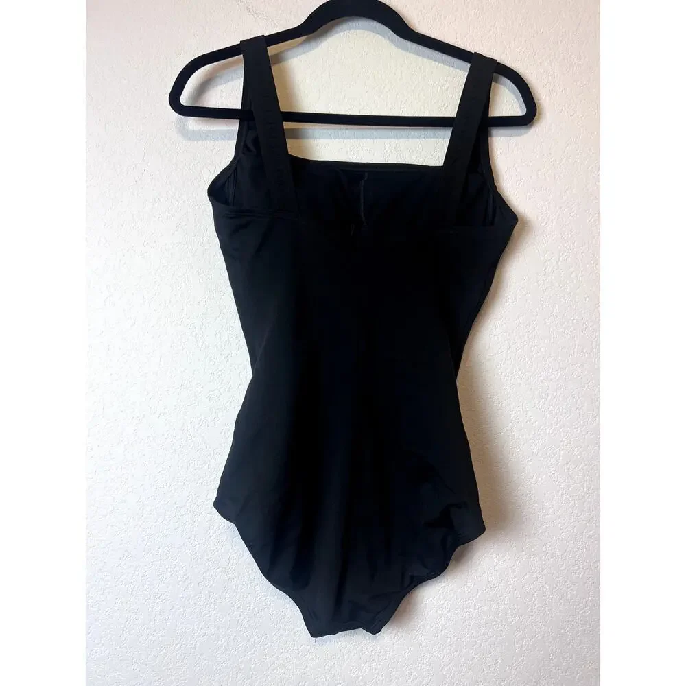 Speedo Plus Size 10 Solid Shirred Tank One Piece Swimsuit